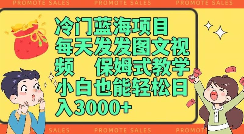 冷门蓝海项目,每天发发图文视频,保姆式教学,小白也能轻松日入3000+-一个公司创业项目 - 淘金吧