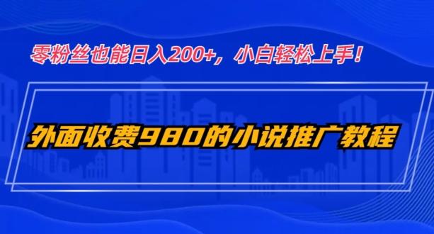 外面收费980的小说推广教程：零粉丝也能日入200+，小白轻松上手！-一个公司创业项目 - 淘金吧