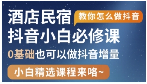 抖音本地生活酒店民宿运营，0基础也可以做抖音增量-一个公司创业项目 - 淘金吧