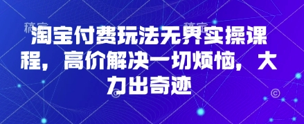 淘宝付费玩法无界实操课程,高价解决一切烦恼,大力出奇迹-一个公司创业项目 - 淘金吧