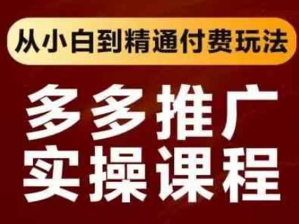 拼多多推广实操课程,从小白到精通付费玩法-一个公司创业项目 - 淘金吧