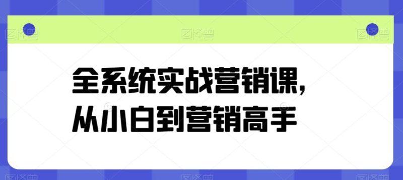 全系统实战营销课,从小白到营销高手-一个公司创业项目 - 淘金吧