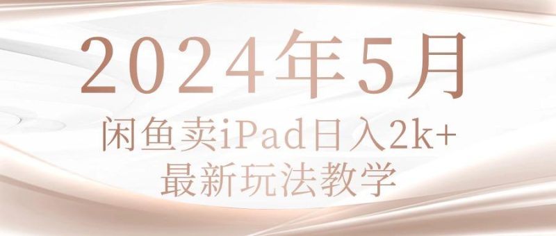 2024年5月闲鱼卖ipad日入2k，最新玩法教学-一个公司创业项目 - 淘金吧