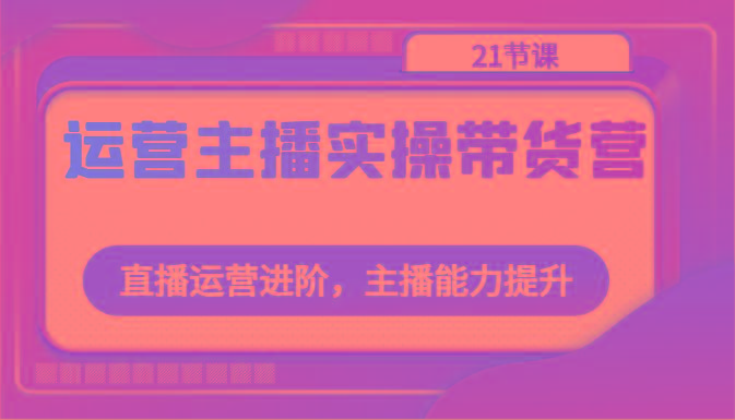 运营主播实操带货营：直播运营进阶，主播能力提升(21节课)-一个公司创业项目 - 淘金吧