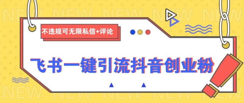 飞书一键引流抖音创业粉，不违规可 无限私信+评论-一个公司创业项目 - 淘金吧