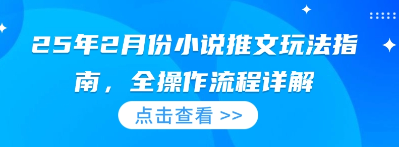 25年2月份小说推文玩法指南，全操作流程详解-一个公司创业项目 - 淘金吧