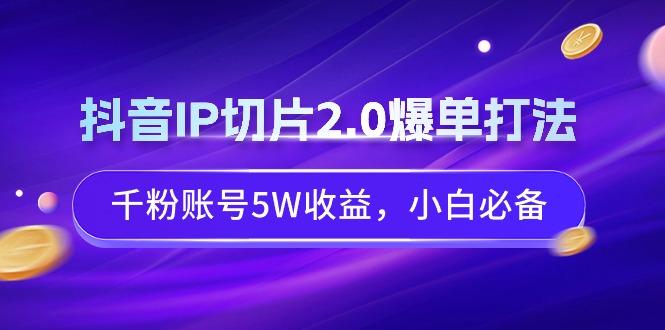 抖音IP切片2.0爆单打法，千粉账号5W收益，小白必备-一个公司创业项目 - 淘金吧