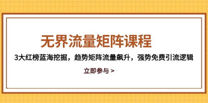 无界流量矩阵课程,3大红榜蓝海挖掘,趋势矩阵流量飙升,强势免费引流逻辑-一个公司创业项目 - 淘金吧