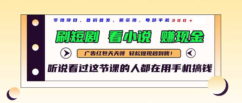 最新短剧平台，刷短剧，看小说，赚现金，一部手机日入300+-一个公司创业项目 - 淘金吧