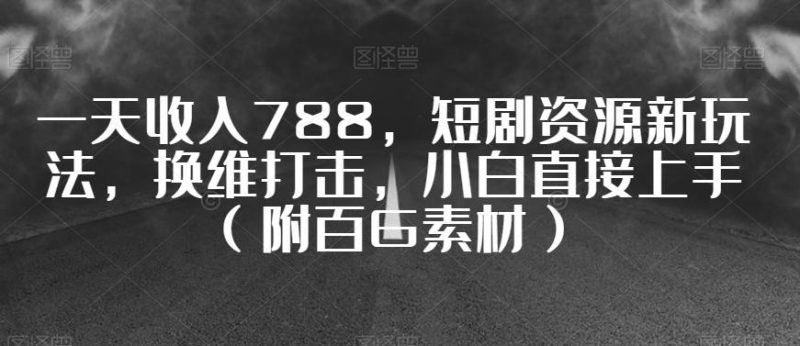 一天收入788,短剧资源新玩法,换维打击,小白直接上手(附百G素材)【揭秘】-一个公司创业项目 - 淘金吧