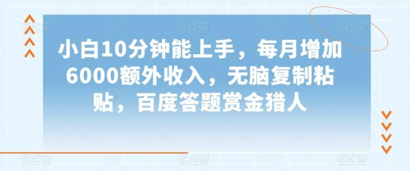小白10分钟能上手，每月增加6000额外收入，无脑复制粘贴‌，百度答题赏金猎人【揭秘】-一个公司创业项目 - 淘金吧