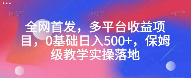 全网首发，多平台收益项目，0基础日入500+，保姆级教学实操落地【揭秘】-一个公司创业项目 - 淘金吧