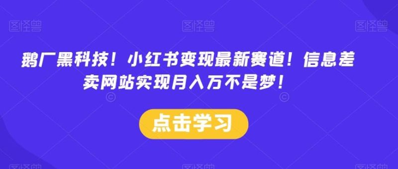 鹅厂黑科技!小红书变现最新赛道!信息差卖网站实现月入万不是梦!-一个公司创业项目 - 淘金吧