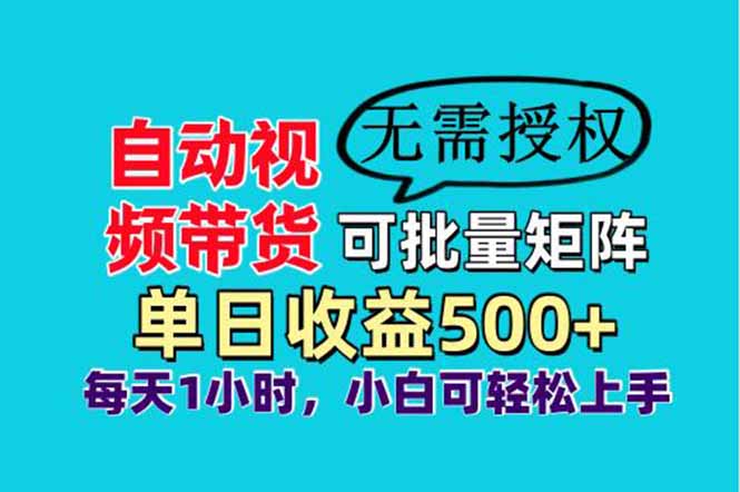 自动视频带货，可批量矩阵，单日收益500+、轻松实现睡后收益，小白可…-一个公司创业项目 - 淘金吧