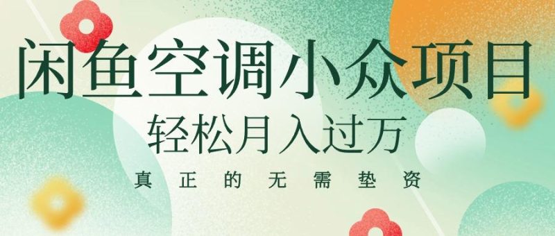 闲鱼卖空调小众项目 轻松月入过万 真正的无需垫资金-一个公司创业项目 - 淘金吧