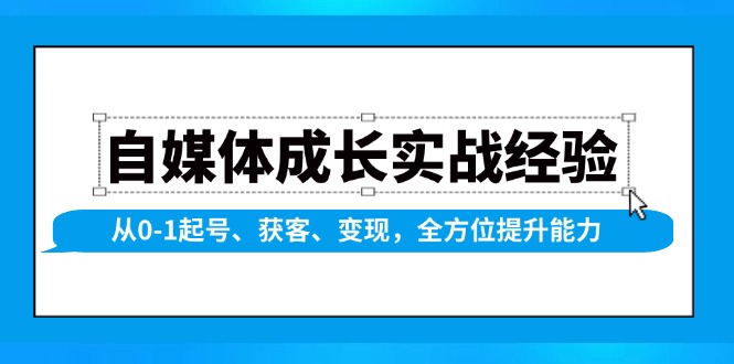 自媒体成长实战经验,从0-1起号、获客、变现,全方位提升能力-一个公司创业项目 - 淘金吧