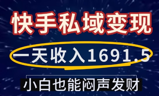 一天收入1691.5,快手私域变现,小白也能闷声发财-一个公司创业项目 - 淘金吧