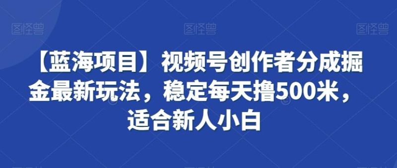 【蓝海项目】视频号创作者分成掘金最新玩法,稳定每天撸500米,适合新人小白【揭秘】-一个公司创业项目 - 淘金吧
