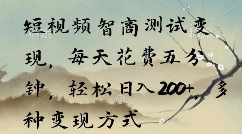 短视频智商测试变现，每天花费五分钟，轻松日入200+，多种变现方式-一个公司创业项目 - 淘金吧