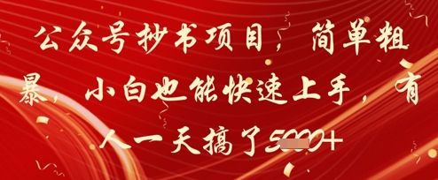 公众号抄书项目,简单粗暴,小白也能快速上手,有人一天搞了1k+-一个公司创业项目 - 淘金吧