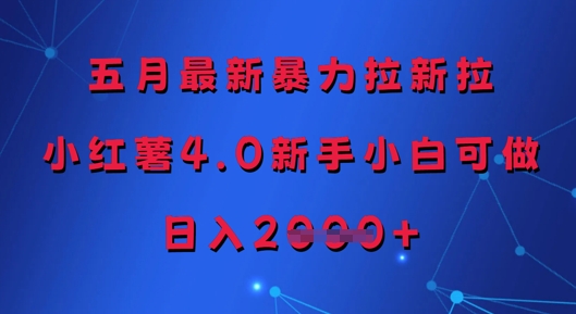 五月最新暴力拉新拉,小红薯4.0新手小白可做,日入多张-一个公司创业项目 - 淘金吧