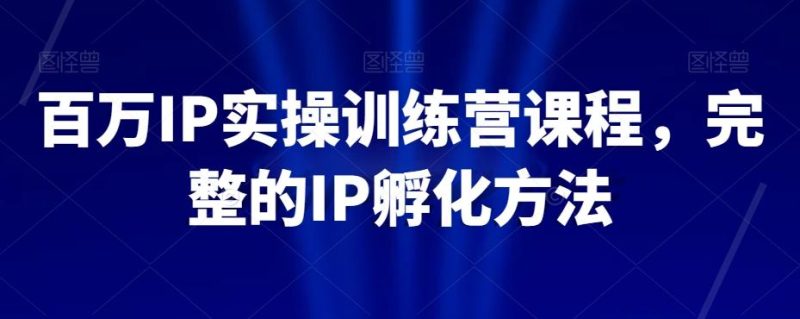 百万IP实操训练营课程，完整的IP孵化方法-一个公司创业项目 - 淘金吧