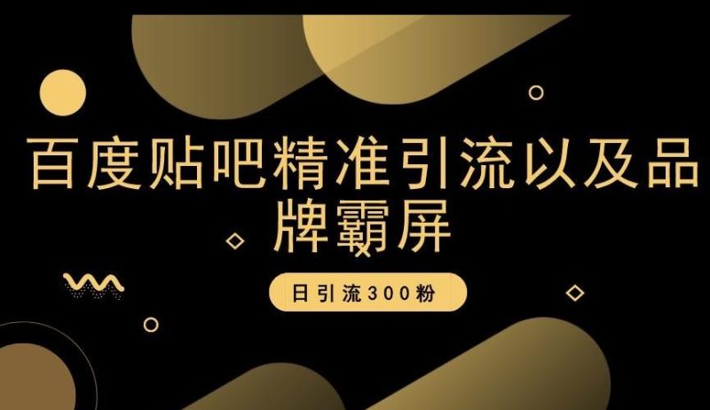 百度贴吧精准引流以及品牌霸屏，日引流300粉【揭秘】-一个公司创业项目 - 淘金吧