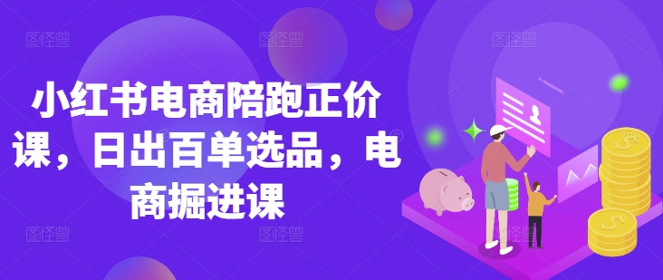 小红书电商陪跑正价课,小红书官方认证电商讲师教学,日出百单选品,电商掘进课-一个公司创业项目 - 淘金吧