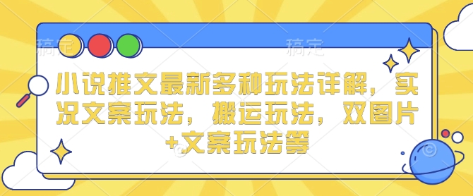 小说推文最新多种玩法详解，实况文案玩法，搬运玩法，双图片+文案玩法等-一个公司创业项目 - 淘金吧