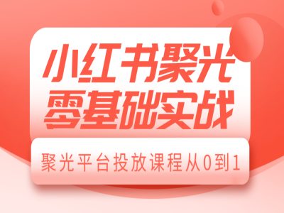 小红书聚光零基础实战,聚光平台投放课程从0到1-一个公司创业项目 - 淘金吧