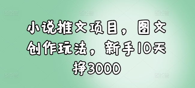 小说推文项目，图文创作玩法，新手10天挣3000-一个公司创业项目 - 淘金吧