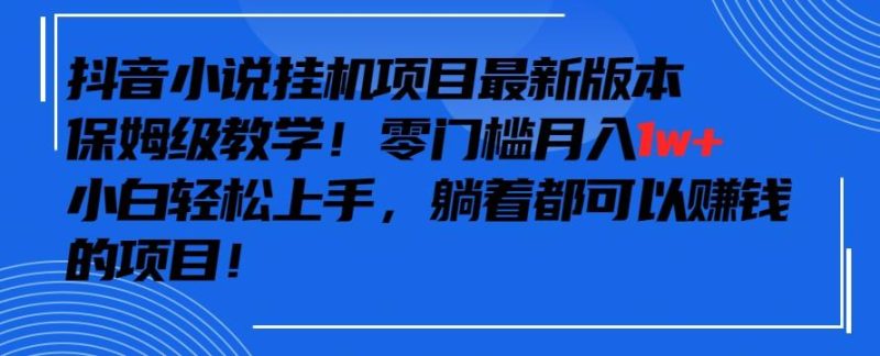 抖音最新小说挂机项目,保姆级教学,零成本月入1w+,小白轻松上手【揭秘】-一个公司创业项目 - 淘金吧