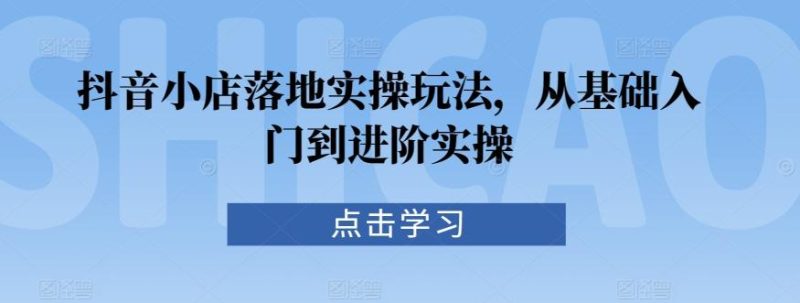 抖音小店落地实操玩法，从基础入门到进阶实操-一个公司创业项目 - 淘金吧