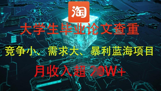 大学生毕业论文查重,暴利蓝海项目,月收入过1W+-一个公司创业项目 - 淘金吧