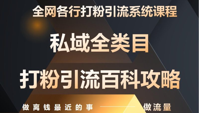月入9万：全网唯一私域打粉引流神课，零基础手把手带你引流变现-一个公司创业项目 - 淘金吧