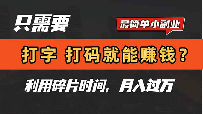 只需要打字，打码，就能赚钱？简单的赚钱小副业，利用碎片时间，月入过万-一个公司创业项目 - 淘金吧