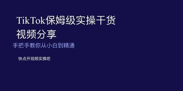 TikTok保姆级实操干货视频分享，手把手教你从小白到精通-一人公司创业项目 - 淘金吧