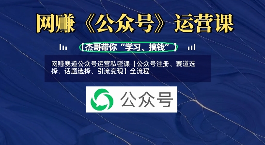 网创赛道公众号运营私密课【公众号注册、赛道选择、话题选择、引流变现】全流程-一个公司创业项目 - 淘金吧
