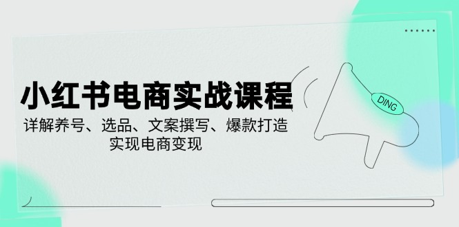 小红书电商实战课程,详解养号、选品、文案撰写、爆款打造,实现电商变现-一个公司创业项目 - 淘金吧