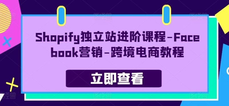 Shopify独立站进阶课程-Facebook营销-跨境电商教程-一个公司创业项目 - 淘金吧