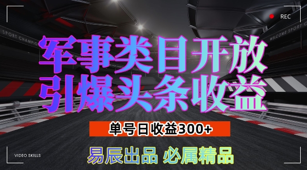 军事类目开放引爆头条收益,单号日入3张,新手也能轻松实现收益暴涨【揭秘】-一人公司创业项目 - 淘金吧