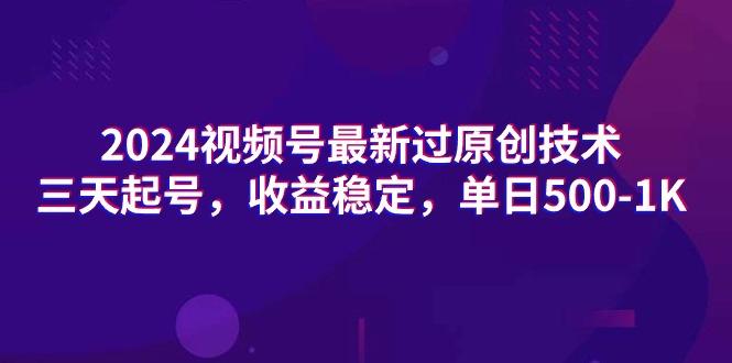 (9505期)2024视频号最新过原创技术，三天起号，收益稳定，单日500-1K-一个公司创业项目 - 淘金吧