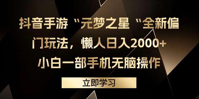 (9456期)抖音手游“元梦之星“全新偏门玩法，懒人日入2000+，小白一部手机无脑操作-一个公司创业项目 - 淘金吧