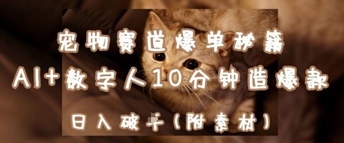 宠物赛道爆单秘籍:AI+数字人10分钟造爆款,日入1k-一个公司创业项目 - 淘金吧