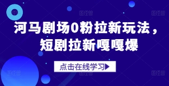 河马剧场0粉拉新玩法，短剧拉新嘎嘎爆-一个公司创业项目 - 淘金吧
