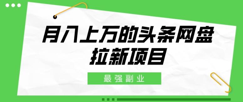最强副业，月入上万的头条网盘拉新项目，小白新手轻松上手-一个公司创业项目 - 淘金吧