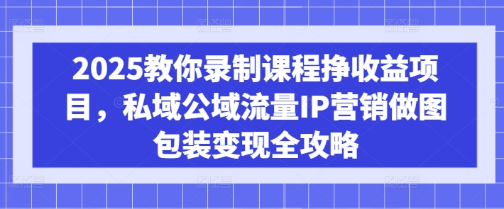 2025教你录制课程挣收益项目,私域公域流量IP营销做图包装变现全攻略-一个公司创业项目 - 淘金吧