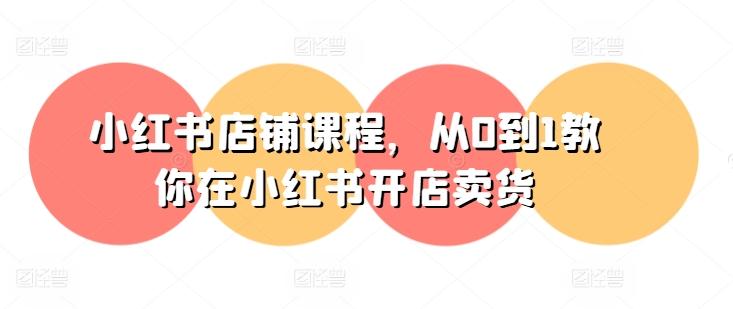 小红书店铺课程，从0到1教你在小红书开店卖货-一个公司创业项目 - 淘金吧
