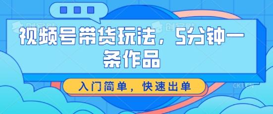 视频号带货玩法，5分钟一条作品，入门简单，快速出单【揭秘】-一个公司创业项目 - 淘金吧