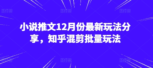 小说推文12月份最新玩法分享，知乎混剪批量玩法-一个公司创业项目 - 淘金吧